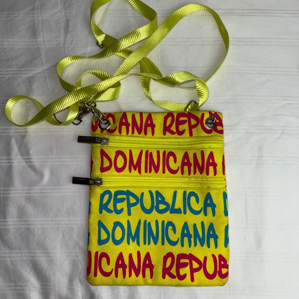 Dominican Republic Crossbody Bag‎ Travel Purse Yellow Pink Blue